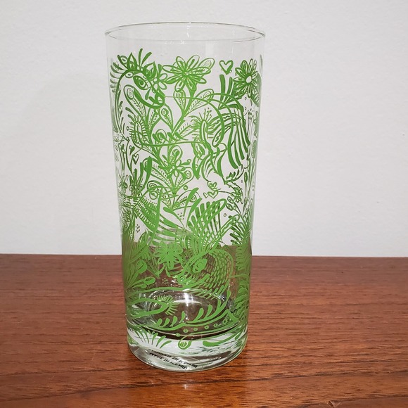 Other - Vintage Glass Tumbler Made In‎ Poland animal and leaf motif 6" tall